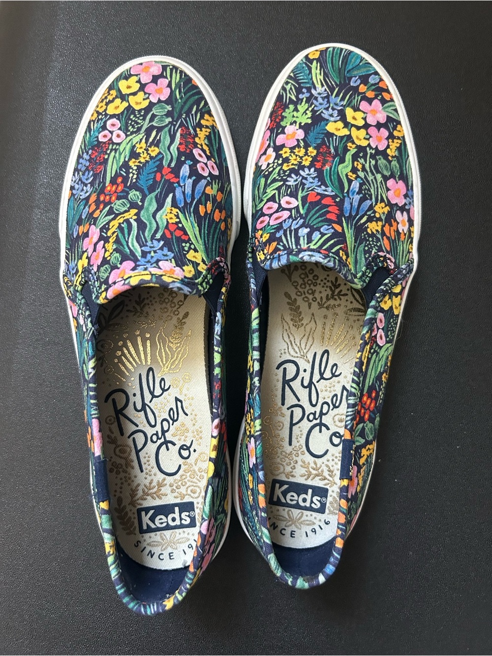 Keds x Rifle Paper Co. Floral Slip-On Shoes - Navy Multi